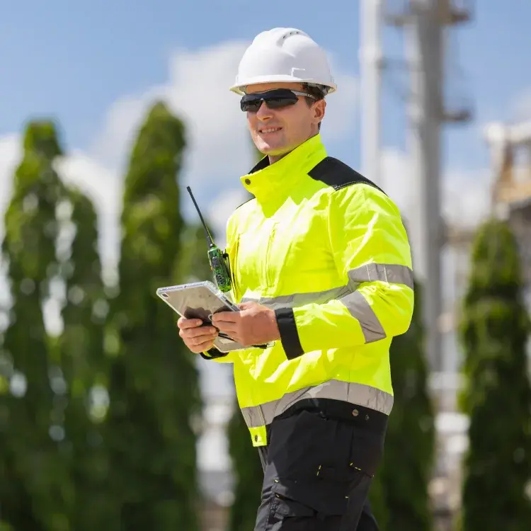 Team of engineers on site